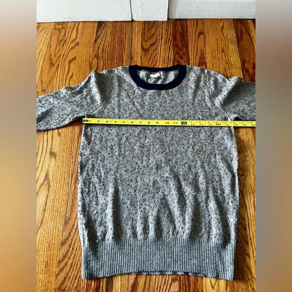 J. Crew Wool Blend Scattered Sequin Sweater Gray with Navy - Medium - Picture 6 of 9